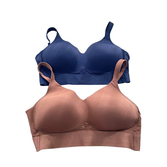 Rhonda Shear 2 Pack Molded Cup Bra with Wrap Back Size 1X Mahogany Navy 647.11 - Picture 2 of 10
